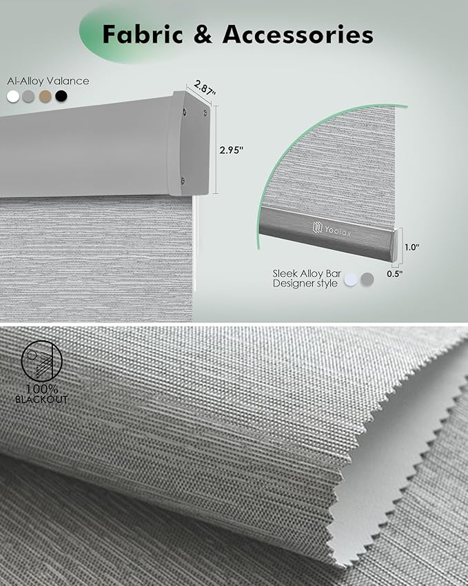 Yoolax Motorized Blinds with Remote, Automatic Roller Shades Cordless Electric