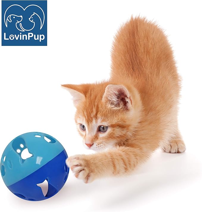 Cat Ball Toy with Bell Larger Size, Bells Jingle as Balls Roll, Cat Toy for Small or Large Cats, or Other Animals (Blue - 1 Pack)