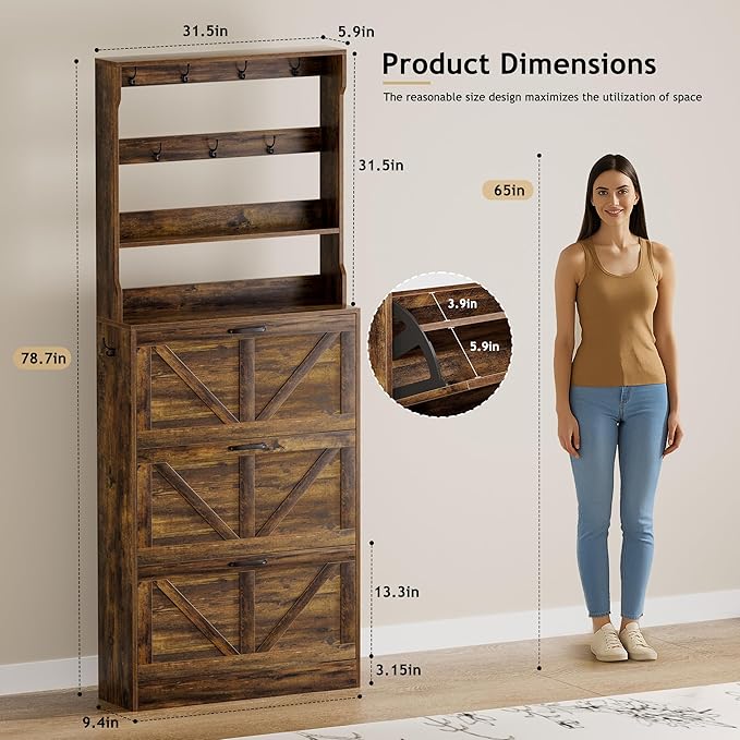 EOYUTLLY Shoe Cabinet Storage for Entryway, Narrow Shoe Rack Cabinet