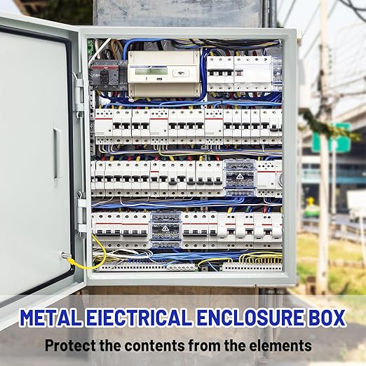 Outdoor Electrical Box 24 x 24 x 12''D NEMA 4X Enclosure Steel Box, Waterproof