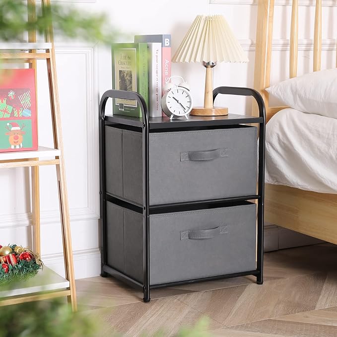Dresser for Bedroom with 2 Drawers, Wide Chest of Drawers, Fabric Dresser