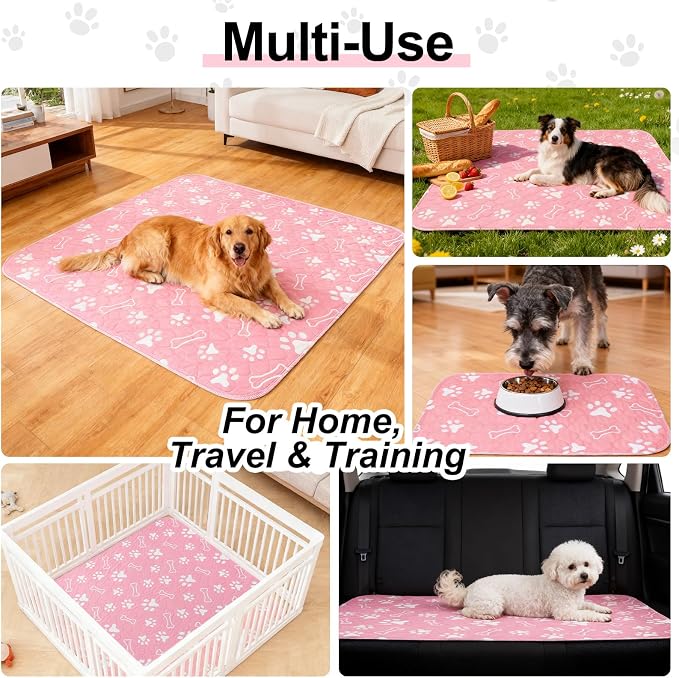 BEAUTYZOO 2 Pack Washable Pee Pads for Dogs,Reusable Puppy Pads 18x24 Pink | Waterproof Super Absorbent,Non Slip and Leak-Proof Against Urine,Whelping Pads Mats for Puppy Potty Training,Playpen,Crate