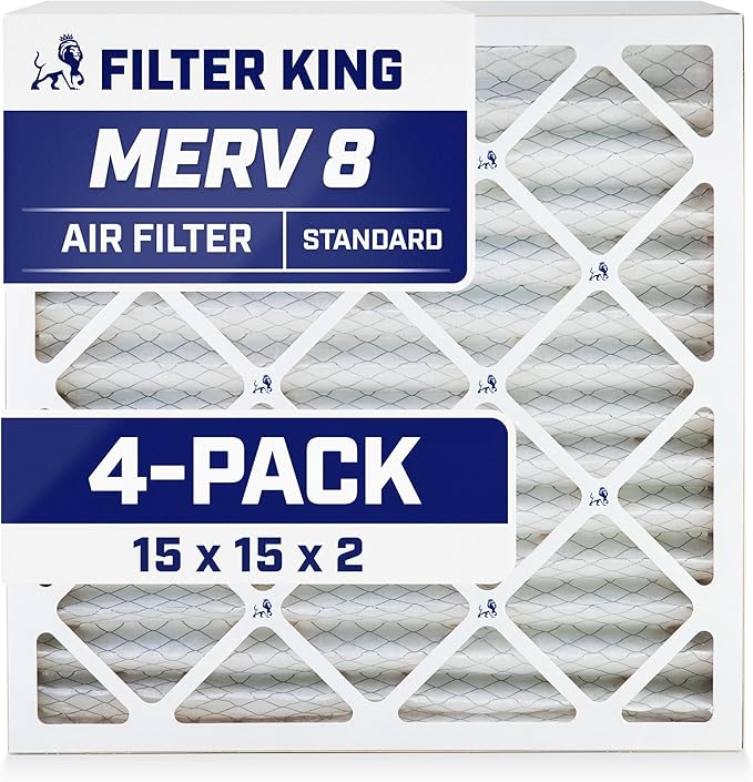 Filter King 15x15x2 Air Filter | 4-PACK | MERV 8 HVAC Pleated A/C Furnace