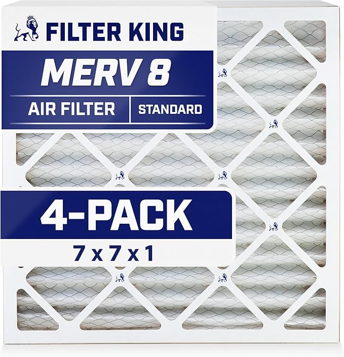 Filter King 7x7x1 Air Filter | 4-PACK | MERV 8 HVAC Pleated A/C Furnace Filters