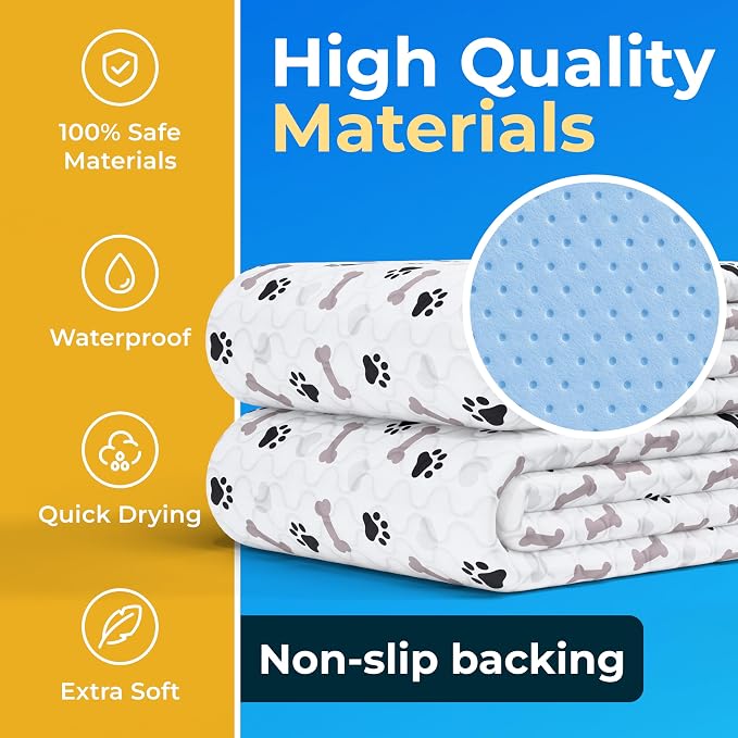 Washable Pee Pads for Dogs - Waterproof Reusable Puppy Pads with Anti-Slip Backing, Pet Training Pad for Puppy Playpen, Crate, Whelping Box, Potty Training (Pack of 24 - 41x41)