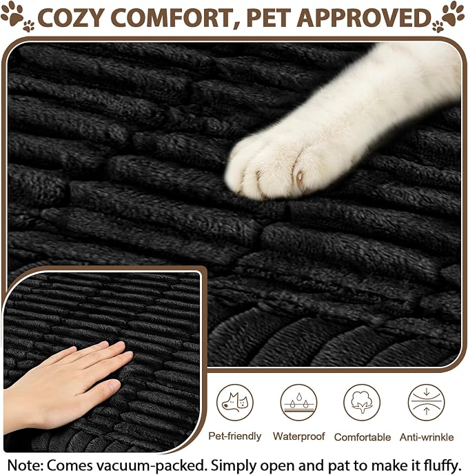 FUANGUI Waterproof Armrest Couch Cover for Dogs,27.6" x 27.14", Black | Non-Slip Backrest Cover Recliner Chair Protector, Fuzz Soft Armchair Armrest Cover Washable Couch Covers Sofa Pet Friendly