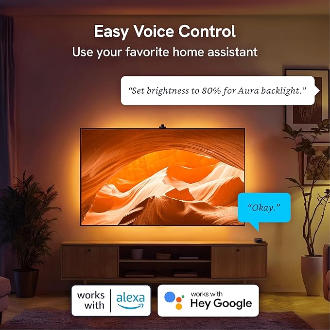 Aura TV LED Backlight + Aura LED Floor Lamp for 55 to 65 inch TV Immersion KIT - TV Backlight Sync to Screen Kit for Surround Lighting