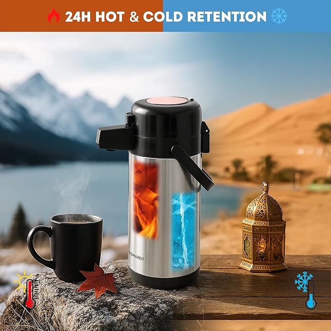 Airpot Coffee Dispenser with Pump, 102 OZ/ 3L Large Coffee Dispenser with Tea