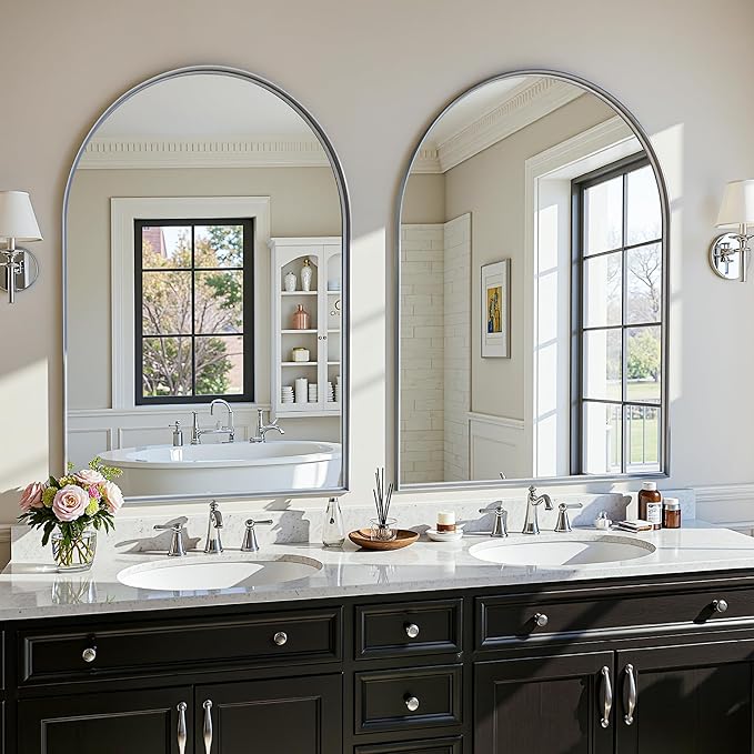 Arched Mirror 24"x36", Bathroom Mirror, Wall Mounted Vanity Mirror