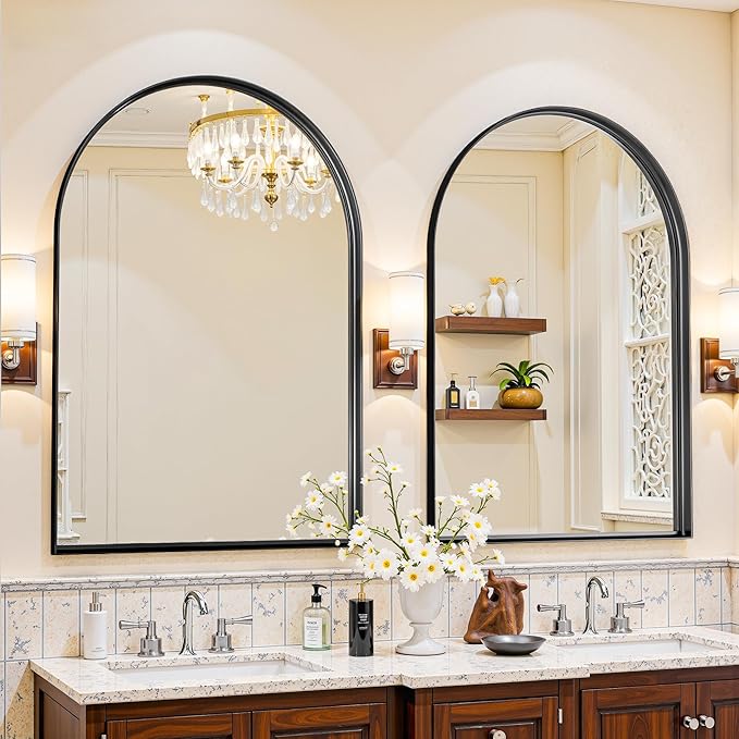 Arched Mirror 24"x36", Bathroom Mirror, Wall Mounted Vanity Mirror