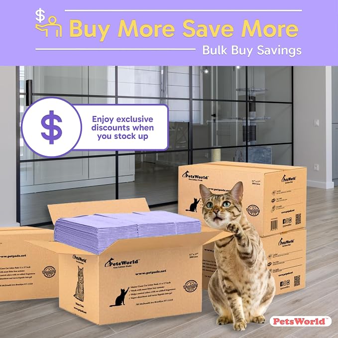 PetsWorld Universal Fit Cat Pad Refills for Litter Box, Unscented, Odor Control, Pack of 400
