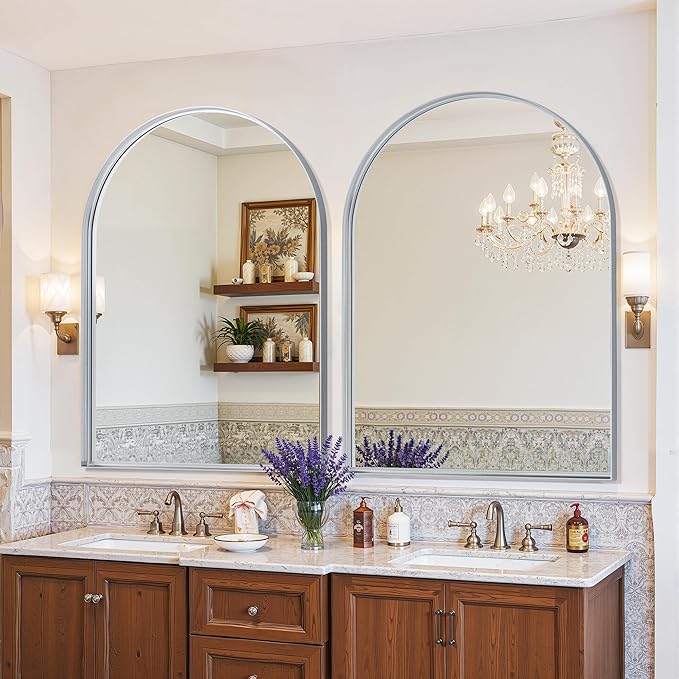 Arched Mirror 30"x40", Bathroom Mirror, Wall Mounted Vanity Mirror