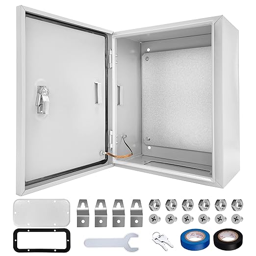 Outdoor Electrical Box 12 x 10 x 6''D NEMA 4X Enclosure Steel Box, Waterproof &