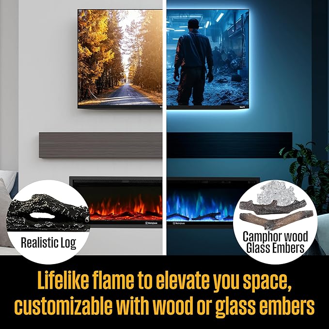 Westinghouse 74 Inch Electric Fireplace Heater, Compatible