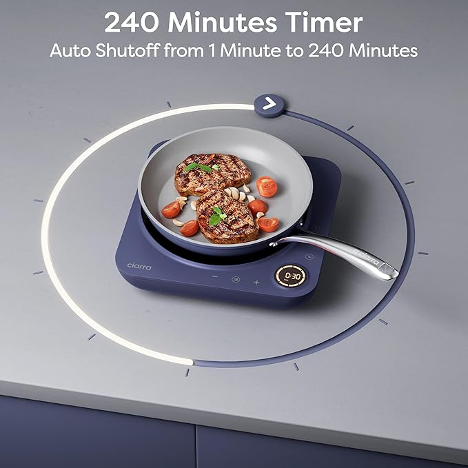 CIARRA CATIH1A-M Portable Induction Cooktop, Slim Single Electric Countertop