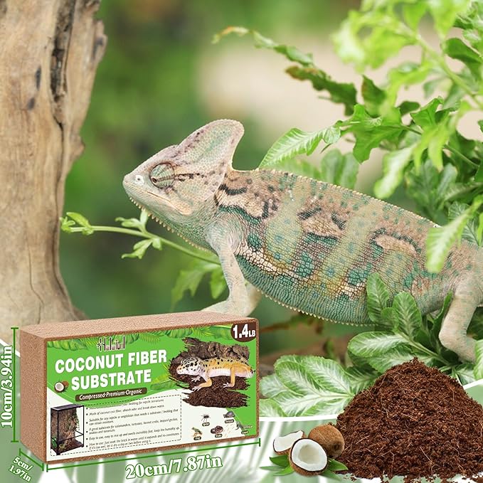 Halatool 4 Pack Compressed Coconut Fiber Substrate for Reptile, 100% Organic Premium Coconut Husk Substrate Terrarium Bedding for Tortoises Beard Dragon Leopard Gecko Snake Tarantula Worm Bins