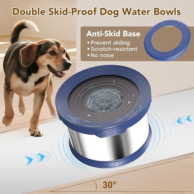 UPSKY 12L Dog Water Bowl No Spill Stainless Steel for Slow Drinking Blue | Large Capacity, Spill-proof, Non-slip Design, Durable, For Large Dogs, Messy Drinkers & Multi-pet Homes, Outdoor / Indoor