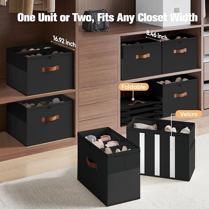 2 Pack Shoe Organizer for Closet, Foldable Shoe Storage Organizer