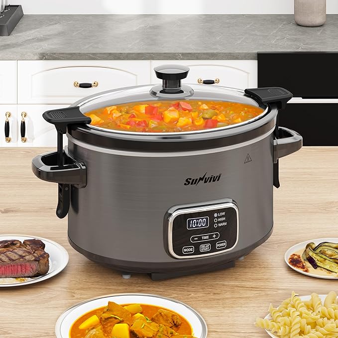 Sunvivi 4QT Slow Cooker, Programmable Pot