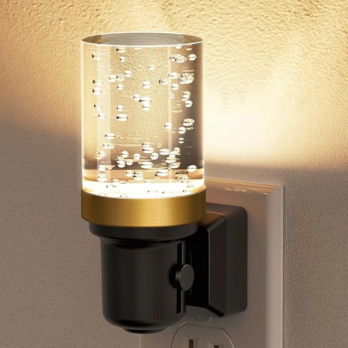 JandCase Night Light, Dimmable Night Lights Plug into Wall, Auto On/Off Light Sensor Nightlight, 3000K Warm White 0-100LM Brightness LED Nightlight, for Hallway Bedroom Kids Room Christmas Gifts