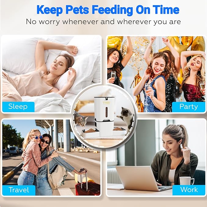 TYM Dual Automatic Cat Feeder for 2 Cats, 7L WiFi Cat Food Dispenser