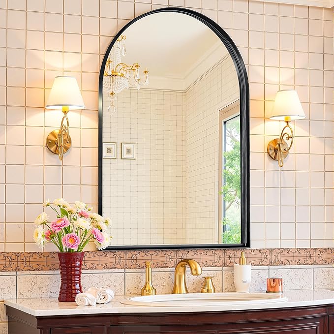 Arched Mirror 24"x36", Bathroom Mirror, Wall Mounted Vanity Mirror