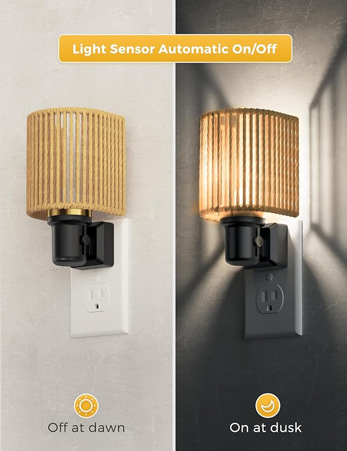 L LOHAS LED Night Lights Plug into Wall, Boho Night Light, Decorative Bohemian Night Lights, Dimmable 0-100LM, Daylight White, Light Sensor, Vintage NightLight Farmhouse for Bedroom Bathroom, 1 Pack