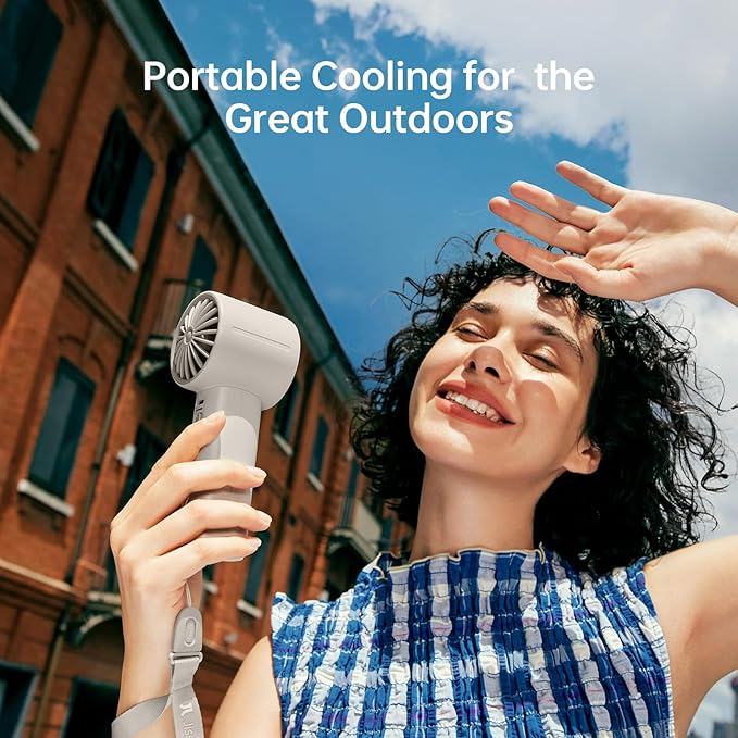 JISULIFE Handheld Turbo Fan Life10s, 5000mAh Rechargeable Portable Fans