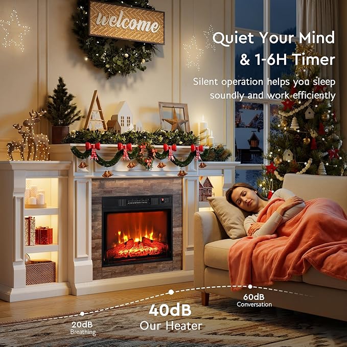 72" Electric Fireplace with Mantel, Fireplace TV Stand