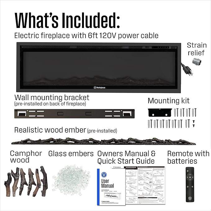 Westinghouse 60 Inch Electric Fireplace Heater, Compatible