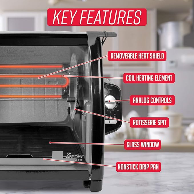 Ronco Modern Rotisserie Oven, Large Capacity Countertop Oven, Easy-to-Use