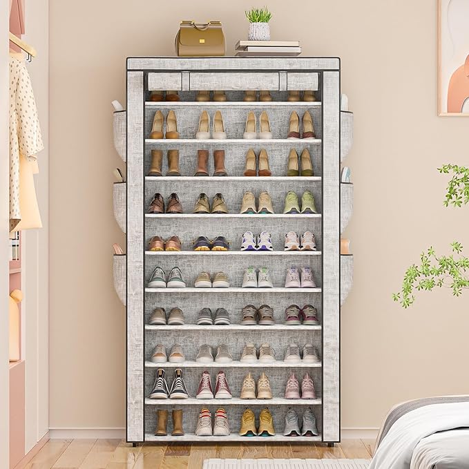 OYREL Shoe Rack 10Tier Large Capacity 50-56Pairs Beautiful Tall Shoe Shelf Free