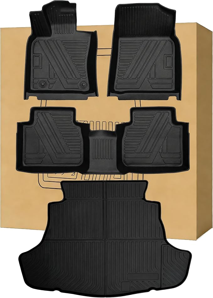 Aiqiying Floor Mats&Cargo Liners Compatible with Toyota Camry 2025-2026 Modelss,All Weather Waterproof Durable Custom-Fit Back Trunk Tray Front Rear Rows Full Set Carpet Protection TPE Accessories
