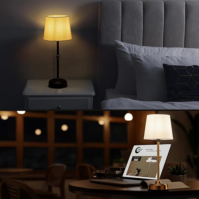 O’Bright Seraph - Cordless LED Table Lamp with Dimmer, Built-in Rechargeable Battery, 3-Level Brightness, Patio Table Lamp, Bedside Night Lamp, Ambient Light for Restaurant, Antique Brass