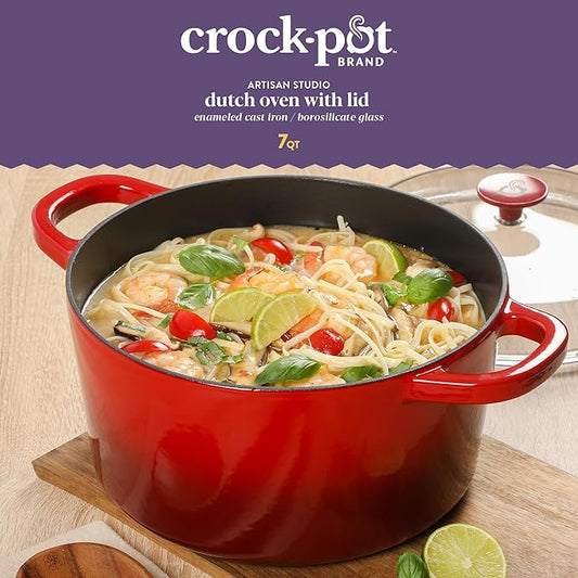 Crock Pot Artisan 7-Quart Round Enameled Cast Iron Dutch Oven