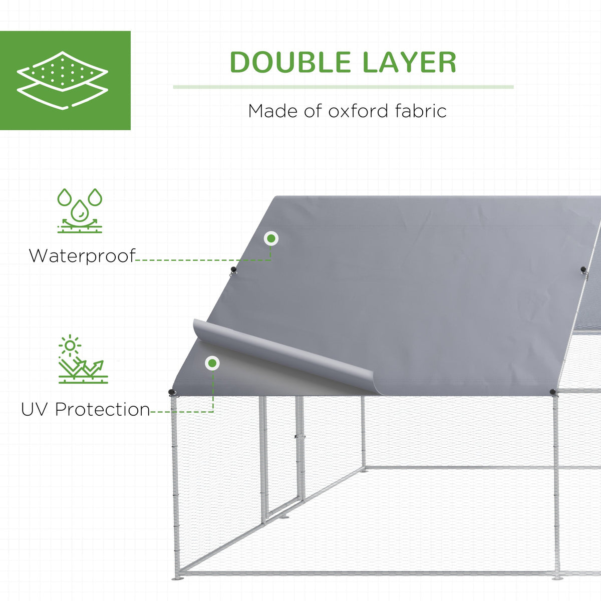 Large Chicken Coop Metal Chicken Run for Chickens with Waterproof and Anti-UV Cover, Spire Shaped Walk in Fence Cage Hen House for Outdoor and Yard Farm Use, 1.3" Dia, 9.8 x 26.2 x 6.4