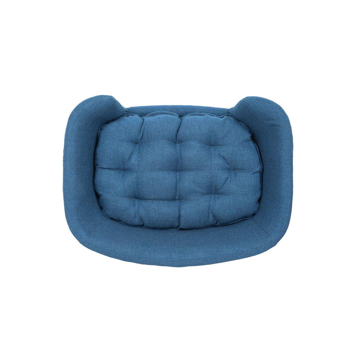 Elevated Dog Bed Frame for Small Dog, Fabric Pet Couch Bed with Rubber Wood Legs and Supportive Foam, Navy Blue, Easy Assembly