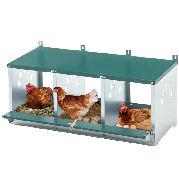 Metal Nesting Boxes For Chicken,3 Compartment Nesting Box,Galvanized Steel Nesting Boxes For Hens, Easy To Assemble
