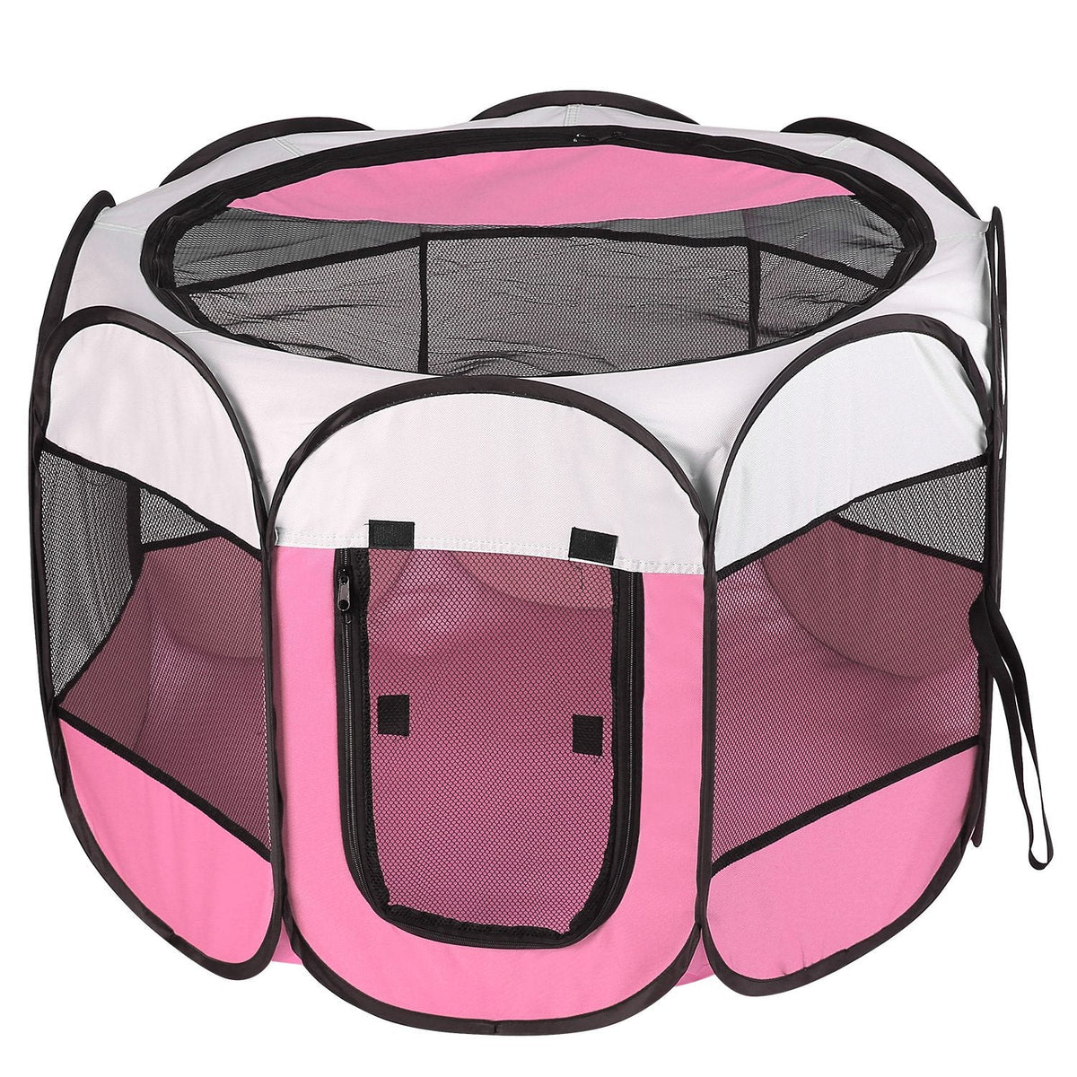 Pink-Blue Options -- 1Pc Portable Foldable Pet Tent Exercise Pen Kennel Removable Zipper Top And Bottom Water Resistant Indoor Outdoor Use For Dogs Cats Other Pets