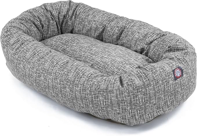 Majestic Pet Bagel Calming Dog Bed 32 in Medium, Round Washable, Lt. Black | Cozy Soft Fluffy Donut Pet Bed with Spine Support for Head Rest – Anti-Anxiety Comfort for Puppies & Dogs, 32x23x7 Inches