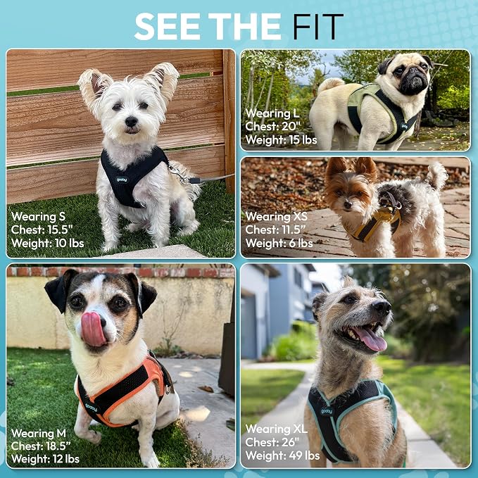Gooby Escape Free Easy Fit X Step-in Dog Harness, Miami Yellow, X-Large | Patented escape-free, tightens on back-out; Choke-free X-frame + V-neck; Quick-release buckle; Reflective trim