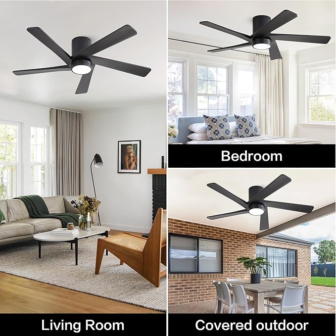 WINGBO 48 Inch Flush Mount DC Ceiling Fan