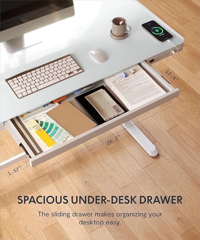 SANODESK Standing Desk with Drawer, Electric Height Adjustable Home Office Desk