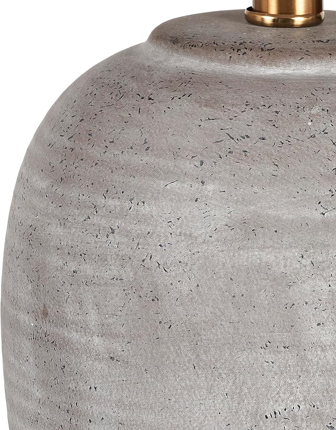 Nourison Home 23" Rustic Brown (Gray Undertones) Ceramic Pot Table Lamp for Bedroom, Living Room, Dining, Home Office, Entryway