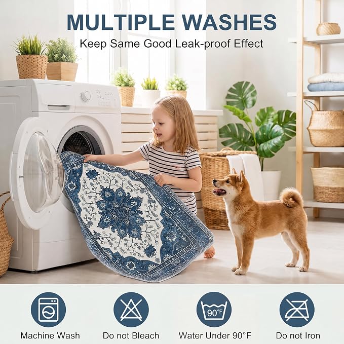4PACK Washable Guinea Pig Pee Pads,Absorbent Reusable Guinea Pig Cage Liners,Waterproof,Leak-Proof & Non-Slip Potty Pads for Small Animals Rabbit Hamster Rat.(Dark Navy Floral,24"x48")