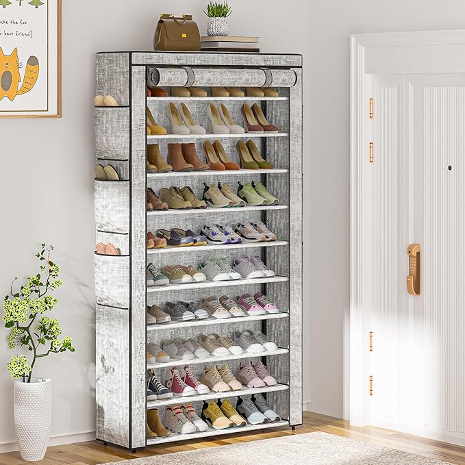 OYREL Shoe Rack 10Tier Large Capacity 50-56Pairs Beautiful Tall Shoe Shelf Free