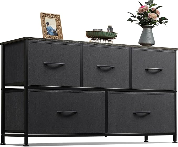 WLIVE Dresser for Bedroom with 5 Drawers, Wide Chest of Drawers, Fabric Dresser