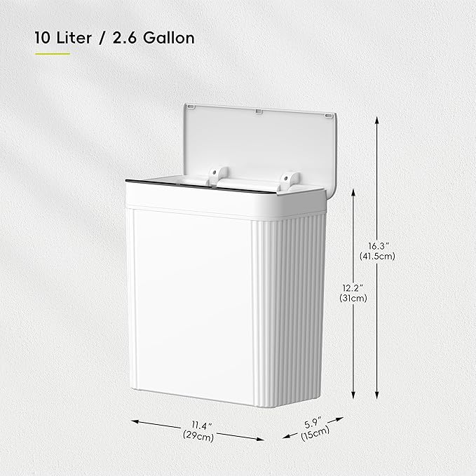 EKO Brio 10L/2.6 Gallon Motion Sensor Trash Can, Automatic Touchless Bathroom