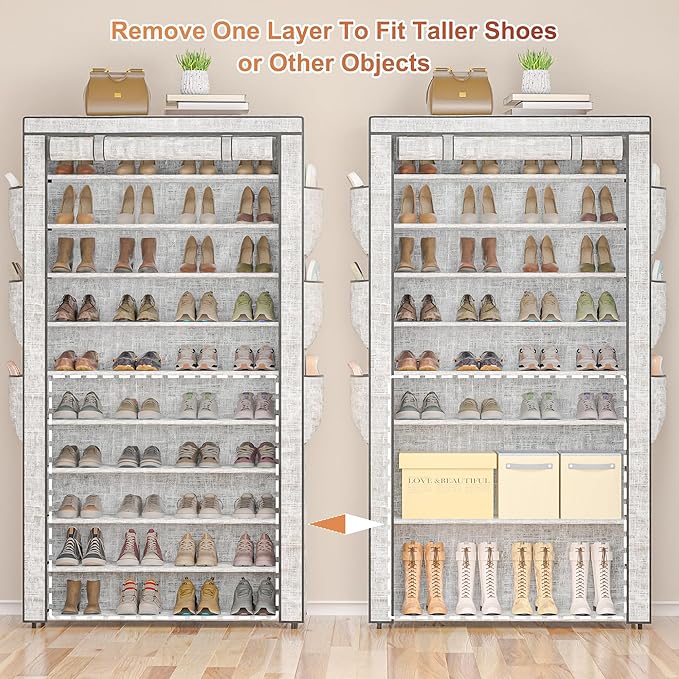 OYREL Shoe Rack 10Tier Large Capacity 50-56Pairs Beautiful Tall Shoe Shelf Free