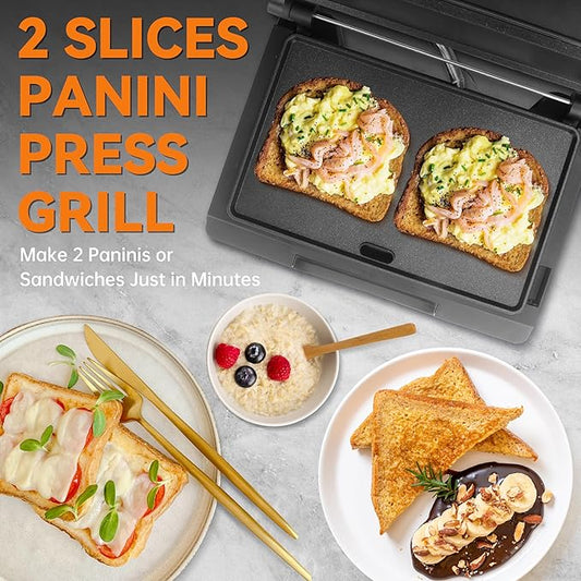Baker's Friend Mini Panini Press Electric Griddle, 2 Slices of Panini Grill
